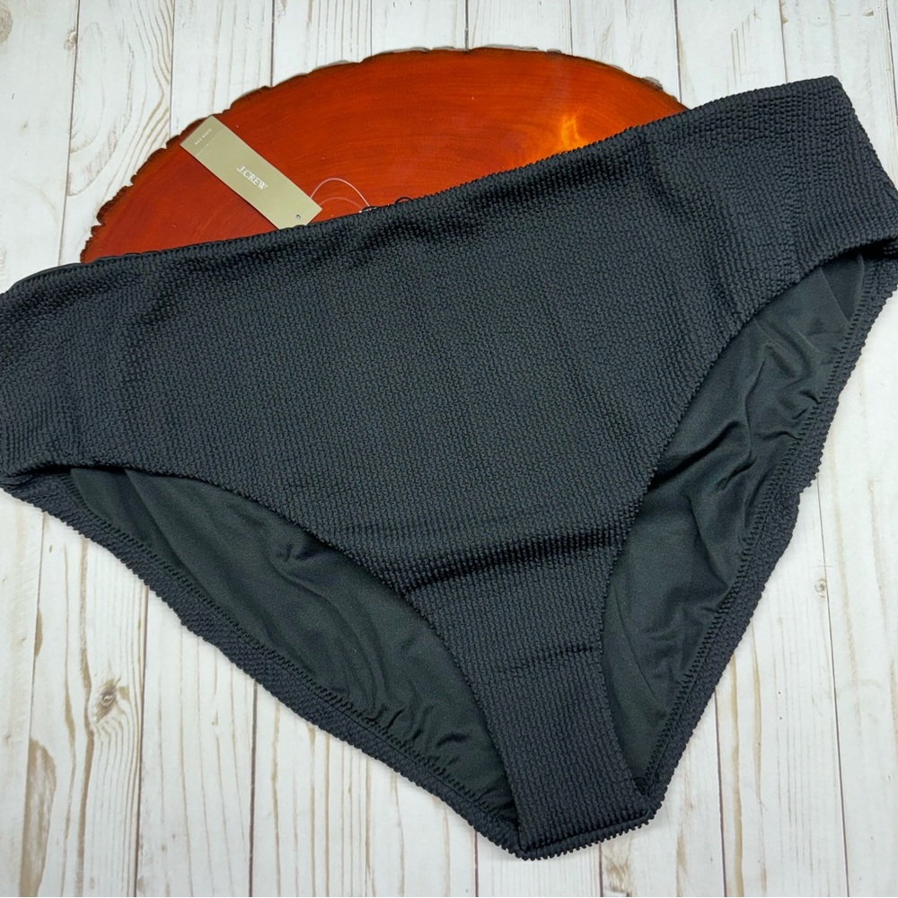 J. Crew Black Scrunchie High-Rise High-cut Leg Bikini Bottom Swimwear Size 3X